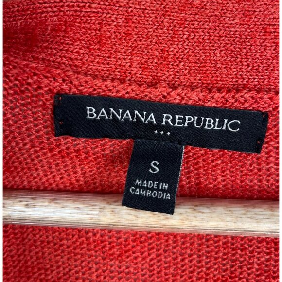 Banana Republic Ramie Rayon Cardigan Sweater Button-Front V-Neck Dune Red Size S - Picture 3 of 9